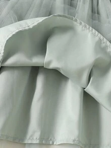 女童网眼拼布毛衣裙，清新绿色，可爱扭绳纹理，圆领长袖A字针织连衣裙，休闲度假梦幻连衣裙 - 綠色 - 查看 7