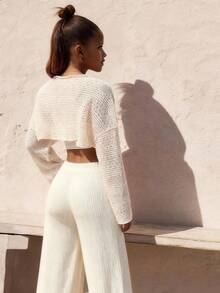 Travachic KIDS 少女亲子装（两件分开出售）可爱休闲针织杏色宽松长袖T恤 - 杏色 - 查看 1