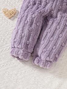 SHEIN 3 件套女婴毛绒连帽夹克 + 毛绒运动衫 + 毛绒运动裤休闲保暖服装，秋冬 - 彩色 - 查看 7