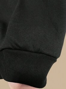 INAWLY Women's Loose Zip-Up Collar Sweatshirt With Knight Print, Thermal Lined, Autumn/Winter, Christmas - Black - View 8