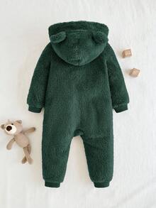 Cozy Pixies Baby Boy Cartoon Rabbit Ear Hooded Thickened Jumpsuit Baby Winter Jumpsuit Warm Jumpsuit For Baby Baby Fleece Jumpsuit Green Baby Boy Jumpsuit Baby Coat Jumpsuit - Dark Green - View 2