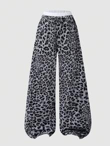 Tween 女童豹纹松紧腰休闲阔腿裤 - 彩色 - 查看 3