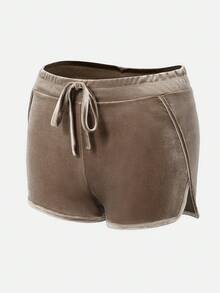 3 件套女式天鹅绒闪亮休闲休闲短裤，舒适复古风格家居服，适合冬季、秋季服装 - 彩色 - 查看 14