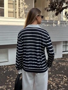 Elyressa Women's Casual Striped Long Sleeve T-Shirt - Multicolor - View 2
