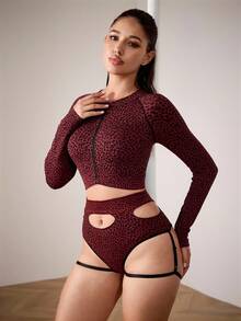Menodora SHEIN Sport Women's Leopard Print Sexy Hollow-Out Adjustable Sports Panties - Multicolor - View 4