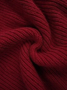 Cravure Vestido de Tricô Elegante de Estilo de Senhora com Gola de Lenço, Manga Longa, Novo Decote em U 3D Floral, Ajustado de Comprimento Médio, Outono/Inverno para Mulheres - Vinho - Visão 8