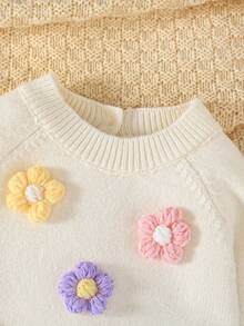 SHEIN Barboteuse à rayures colorées en tricot à manches longues pour bébé fille, style Y2K, convient pour le quotidien, les sorties et la garderie, printemps/automne/hiver - Multicolore - Voir 4