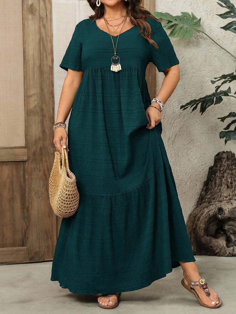 SHEIN CURVE+ Plus Size Dress For Beach Holiday,Summer Outfits For Womenbeach Outfits For Woman/Beach Dress/Beach Vacation Outfits/Beach Essentials / Graduation/Tea Party Dress