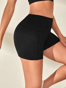 Velisys 2件套基本款吸湿排汗运动短裤，黑色/紫色，腰带设计，适合健身、瑜伽 - 彩色 - 查看 2