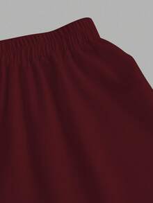 SHEIN EZwear Women's Casual Vacation Wide Leg Pants, Suitable For Summer, Suitable For Vacation,Fall,Fall Clothes For Women - Burgundy - View 4