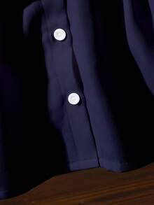 SHEIN 2pcs Baby Girls' Casual Black Embroidered Heart Vest And Blue Dress Set - Royal Blue - View 4