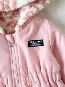 SHEIN Chaqueta reversible con capucha y cremallera para bebé niña con estampado de leopardo, versátil y gruesa para el invierno, para interiores/exteriores, vuelta al colegio, uso diario - Rosa - Ver 8