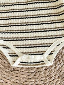 SHEIN Newborn Two-Tone Striped Long Sleeve Romper And Footed Pants With Adorable Hat, Home Outfit Set Newborn Neutral Outfit Baby Layette Set Coming Home Baby Outfit Knit Baby Outfit Neutral Baby Clothes Unisex Fall Winter Newborn Baby Layette Set - Multicolor - View 5