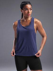 Gameset SHEIN Sport 標語圖案工字運動背心 - 藏蓝色 - 查看 4