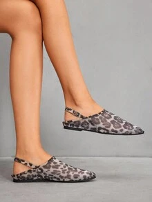 CUCCOO SZL Women's Breathable Mesh Pointed Toe Flats, Fashionable Minimalist Leopard Print Mesh Flats For Daily Indoor And Outdoor Wear - Brown - View 7