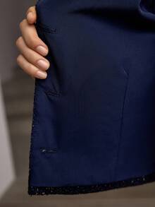 ZEYLAH Women's Elegant Chain Decor Jacket - Navy Blue - View 7