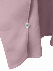 Chiquease 优雅别致的宽松单肩翻领双排扣尼龙夹克，秋冬 - 西瓜粉 - 查看 7