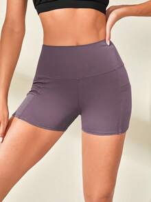 Velisys 2件套基本款吸湿排汗运动短裤，黑色/紫色，腰带设计，适合健身、瑜伽 - 彩色 - 查看 4