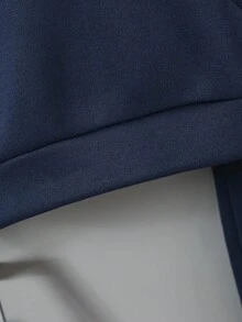 Vacaura 2pcs/Set Teenage Boys' Solid Black Thickened Hoodie With Dropped Shoulders & Casual Sports Jogger Pants