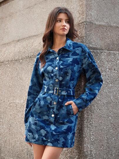 Selenza 成熟优雅的休闲女式牛仔连衣裙