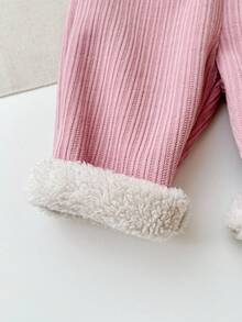 SHEIN Süße, lässige, vielseitige Cordhose mit Thermofutter in Rosa für Babys