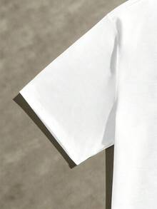 Manfinity EMRG 男士时尚街头风格鹤印花宽松短款T恤，夏季 - 彩色 - 查看 2