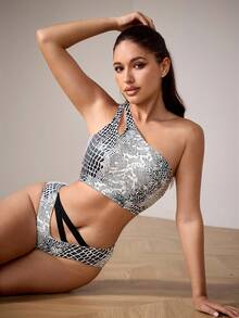 Menodora SHEIN Sport 女士休闲运动印花吊带背心，适合瑜伽 - 黑與白 - 查看 6