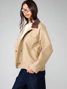 MISSGUIDED Áo khoác dáng dài dành cho nữ - Màu Khaki - Xem 1