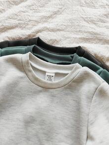 Vintaside Kids مجموعة من ست قطع من البلوزة الرياضية ذات الرقبة المستديرة والأكمام الطويلة من الفليس الرقيق بثلاثة ألوان: الأخضر والرمادي الفاتح والرمادي الكربوني، مقترنة بسراويل طويلة ضيقة مناسبة للخريف والشتاء للأطفال الصغار. - متعدد الألوان - مشاهدة 7