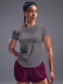 Powerista 透气柔软运动T恤紧身衣健身房女士衬衫 - 灰色 - 查看 3