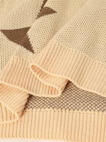 Teenager Fashion Pentagram Sweater, Loose Fit Comfortable Warm Gray Beige Knit Pullover, Casual Chic For Halloween, Daily, Holiday, Versatile - Apricot - View 8