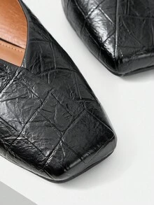MOTF BAILARINAS VINTAGE, ZAPATOS CÓMODOS Y ELEGANTES DE PUNTA CUADRADA TIPO SLIP-ON PARA MUJERES, ADECUADOS PARA TODAS LAS ESTACIONES - Negro - Ver 6