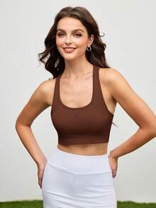 Cheerettes Damen einfarbiger weiter Träger ärmelloser lässiger Sport-BH, Sommer