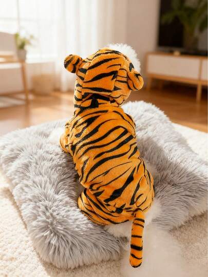 Zazumi 1Pc Pet Hoodie, Winter Warm Tiger Costume Teddy, Bichon, Small Dog And Cat Clothes
