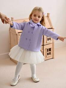 SHEIN 6个月至3岁女婴外套 休闲风格秋季女童服装 保暖外套 - 紫色 - 查看 5