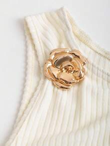 SHEIN Tall 优雅法式束腰不对称肩部 A 字性感女式迷你连衣裙 - 杏色 - 查看 3