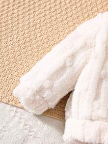 SHEIN 3 件套女婴毛绒连帽夹克 + 毛绒运动衫 + 毛绒运动裤休闲保暖服装，秋冬 - 彩色 - 查看 3