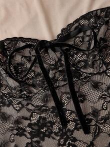 SHEIN MOD 女式纯色蕾丝修身优雅长袖美人鱼连衣裙