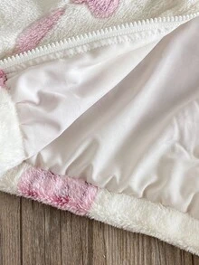 SHEIN Áo khoác cho bé gái 6 tháng-3 tuổi, kiểu dáng thường ngày, tay dài, màu hồng in hình trái tim, chất liệu vải nỉ trắng, thích hợp mặc đi dã ngoại, phong cách mùa thu. - trắng - Xem 6