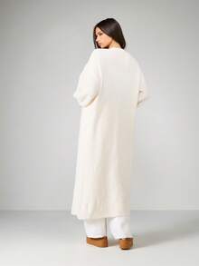 MISSGUIDED Long Open Front Cardigan Duster Winter Cozy Ribbed Knit Full Length Maxi Sweater Loungewear Everyday Casual Fall Warm Layer