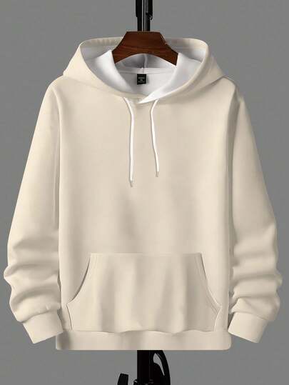 Manfinity Homme 大码男士月亮行星图案印花抽绳连帽衫，秋冬款