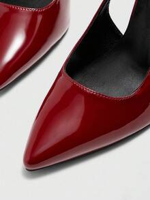 CUCCOO BIZCHIC Women's Fashion Pointed Toe Chunky High Heel Burgundy Minimalist Pumps With Ankle Strap, Suitable For Daily Commute, Work, Shopping, Party And Formal Occasions For Christmas Spring Shoes - Burgundy - View 7