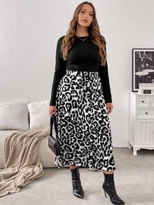 SHEIN Frenchy Modischer Bleistiftrock mit Leopard Muster in Große Größen