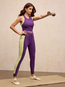 Activina 女式无袖合身运动T恤，休闲户外 - 紫色 - 查看 6