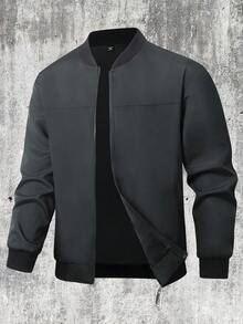 Manfinity Homme 加大码男士休闲轻薄纯色长袖外套，夏季男士拉链外套