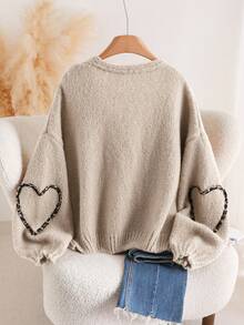 CosyJoli Brown Plus Size Women Tie-Front Knot Cardigan In Fall/Winter - Apricot - View 2