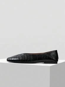 MOTF BAILARINAS VINTAGE, ZAPATOS CÓMODOS Y ELEGANTES DE PUNTA CUADRADA TIPO SLIP-ON PARA MUJERES, ADECUADOS PARA TODAS LAS ESTACIONES - Negro - Ver 4