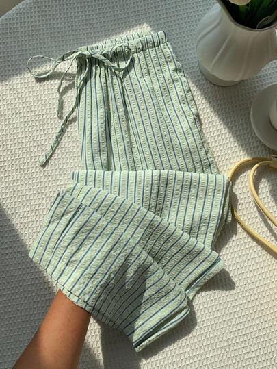 Comfortcana 女士粉色条纹裤，夏季假期