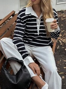 Elyressa Women's Casual Striped Long Sleeve T-Shirt - Multicolor - View 5