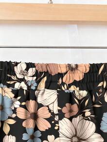 Rusticease Women's Casual Loose Floral Print Elastic Waist Wide Leg Pants, Apricot Color, Suitable For Autumn/Winter - Black - View 4